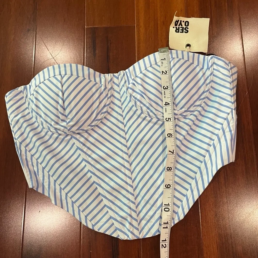 New NWT SER.O.YA Blue Corset Top Melanie Stripe Strapless Sleeveless Bustier S - Picture 6 of 6